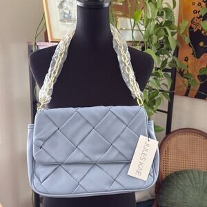 NWT Jules Kae Charlie Periwinkle Quilted Vegan Leather Chain Strap Shoulder Bag